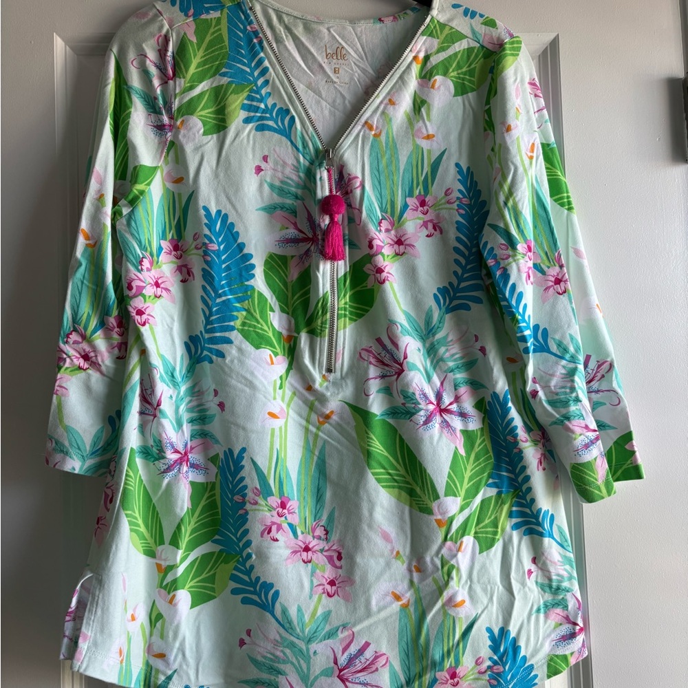 Belle by Kim Gravel Primabelle Knit Tassel Zip Top